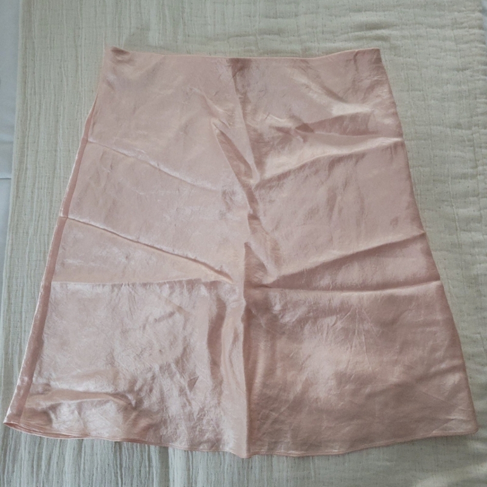 BABATON Aritzia Pink Faux Crushed Silk Mini Skirt